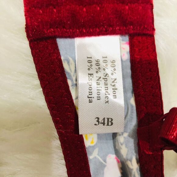 Pearlle Bra Solid Floral Underwire Full Coverage Black Red Size 34B NWT‎ - Picture 3 of 3